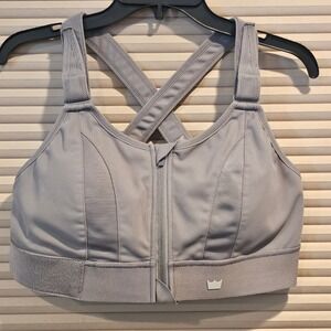 Shefit Ultimate Sports Bra High Impact Front Zip Gray Velcro Adjustable Sz 1Luxe